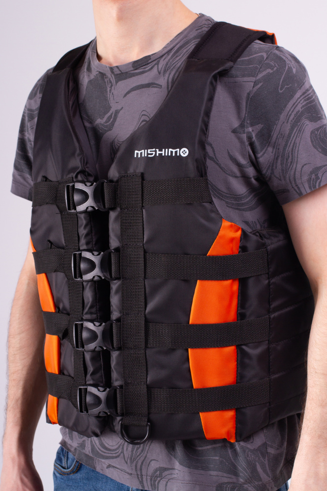Жилет спасательный MISHIMO PRO Премиум качества Черно-оранжевый в Брянске