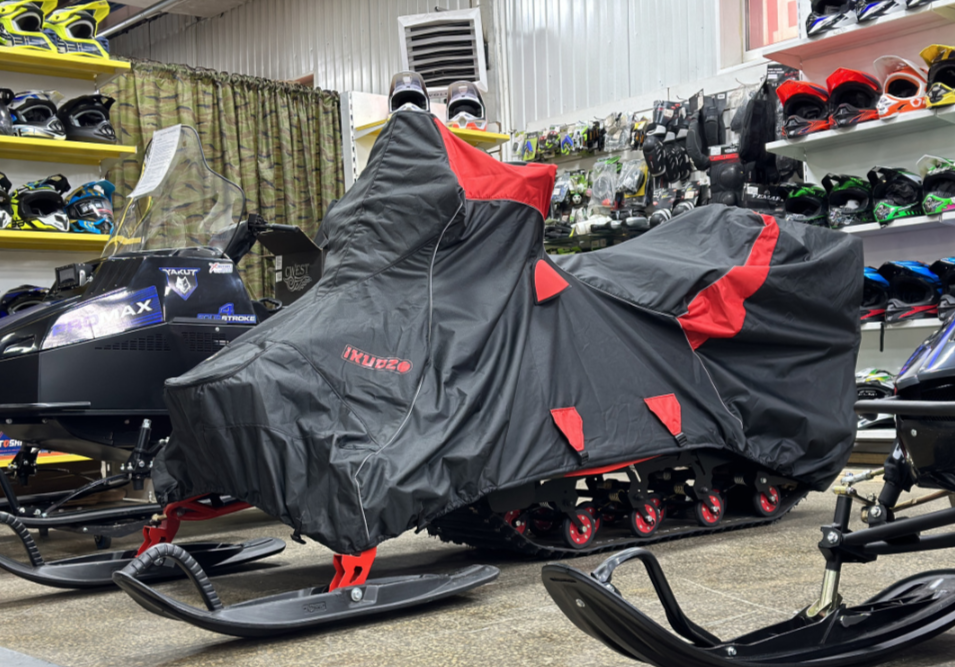 Чехол транспорт. снегохода IKUDZO HUNTER черно-красный Оксфорд ПРЕМИУМ качества с лого IKUDZO в Брянске